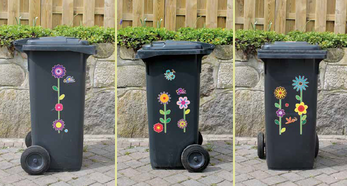 Mülltonnenaufkleber Mülltonne Mülleimer Abfalltonne Wiese Blumen